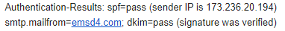 Authentication showing verified signature